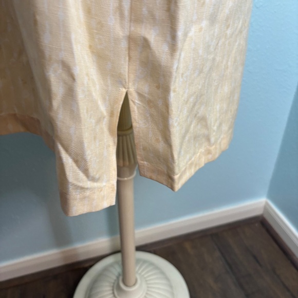 Vintage Lord & Taylor Yellow White Silk Linen 90s Dress - Picture 5 of 10